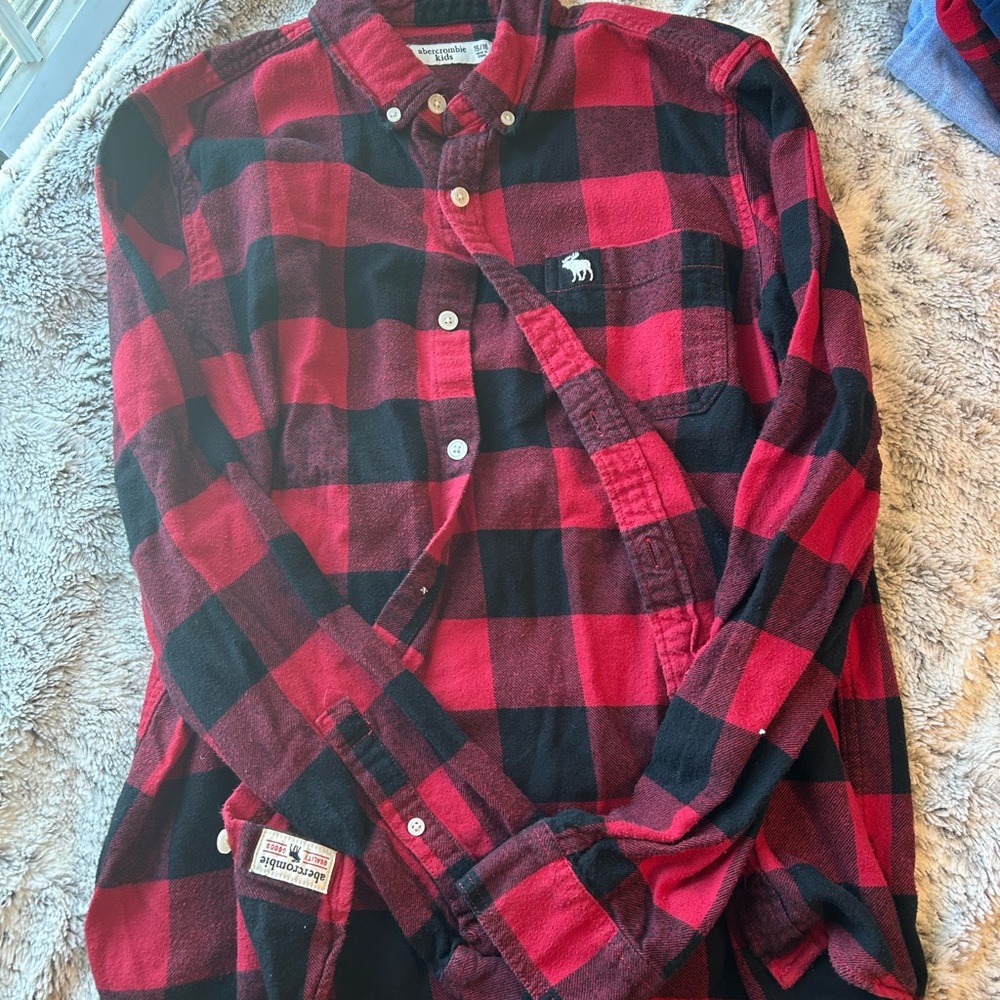 Abercrombie Kids Red and Black Checkered Shirt